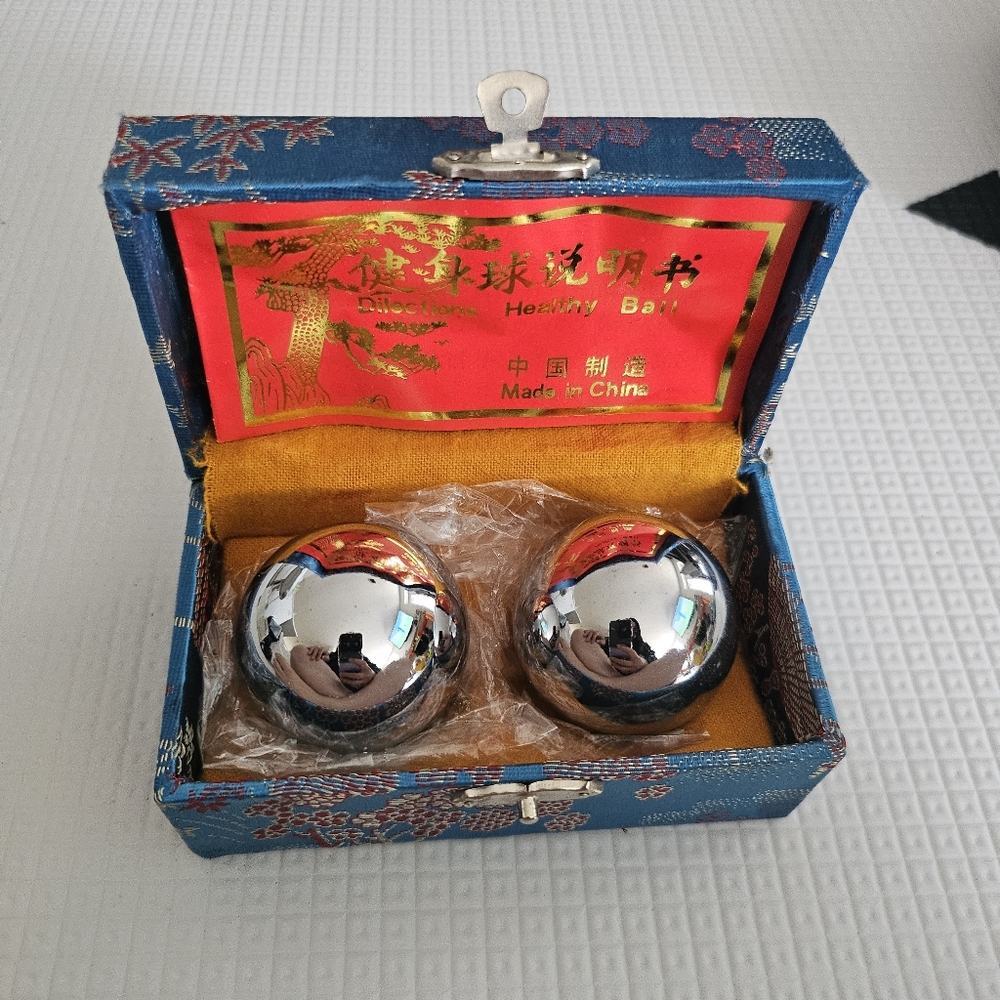 Silver Baoding Balls in Blue Box